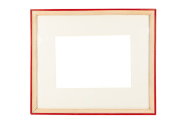Fototapeta premium Red wood vintage picture frame mockup isolated cutout