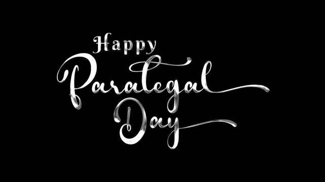 Happy Paralegal Day Text Animation on Silver Color. Ideal for social media posts, greeting cards, website banners, and presentations. - Powered by Adobe