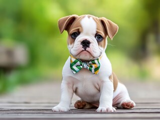Fototapeta premium Adorable Bulldog Puppy in a Bow Tie