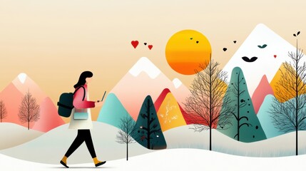 Person Walking Through a Colorful Landscape