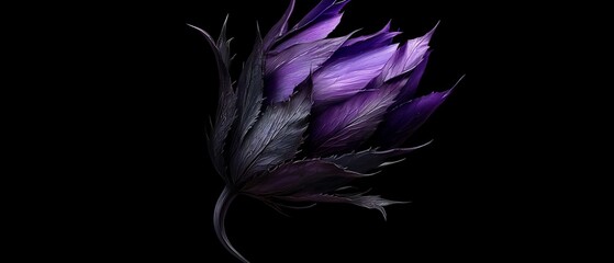 Fototapeta premium A close-up of a purple flower against a black background