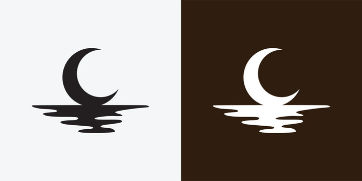 Moon logo design template. Crescent moon logo.