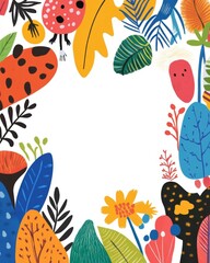 Naklejka premium Whimsical Hand-Drawn Frame with Colorful Elements