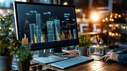 Naklejka premium Businessperson Analyzing Financial Growth Data