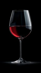  Close-up of a glass of wine against black backdrop, reflecting its contents