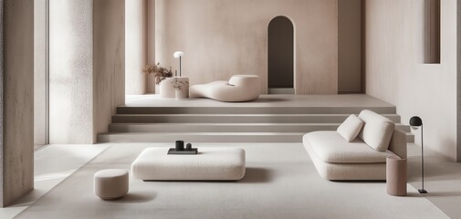 Modern minimalist living room with couch.