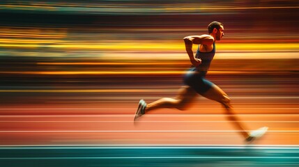 Blurred image of a runner on a track.