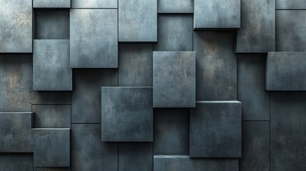 Abstract Geometric Wall with Dark Cubes