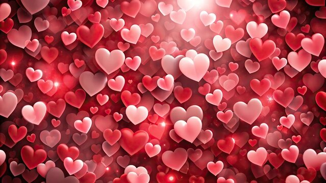 asymmetrical abstract pattern of hearts on valentine background