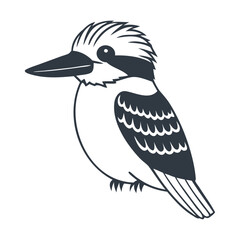 A black woodcut kookaburra silhouette icon design