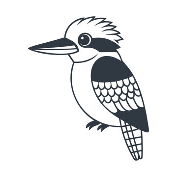 recommend clip art: A black woodcut kookaburra silhouette icon design