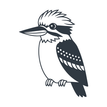 recommend clip art: A black woodcut kookaburra silhouette icon design