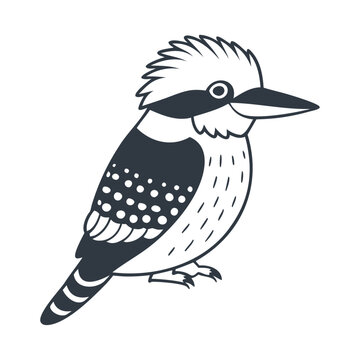recommend clip art: A black woodcut kookaburra silhouette icon design