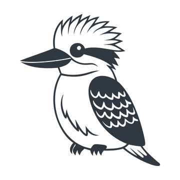 recommend clip art: A black woodcut kookaburra silhouette icon design