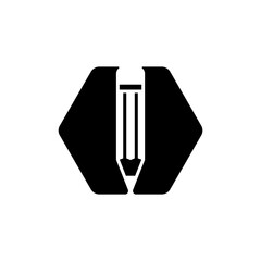 Pencil vector logo template. Suitable for business, education, black color.
