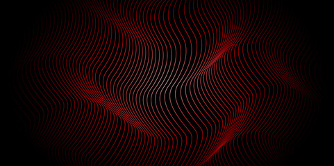 Technology abstract lines on red background. Digital future technology concept. Abstract red paper wave background and abstract gradient and red wave curve lines. 