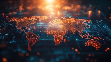 World map on a technological background. Best Internet Concept of global business. 