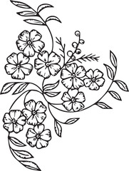 Hand-drawn botanical flower doodle element 