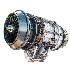 Whispers of Power: A Jet Engine Soars Against a Blank Canvas. White or PNG Transparent 