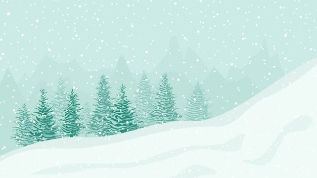 Snow falling on a forest in the mountain.