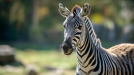 Closeup of a Zebra s Head with Blurred Background