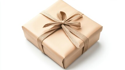 a beautifully wrapped gift box isolated on a clean white background, showcasing elegance and anticipation for special occasions, conveying the joy of giving