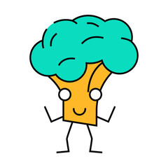 broccoli character line icon vector. broccoli character sign. isolated symbol illustration