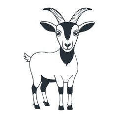 A black silhouette goat with horn icon design