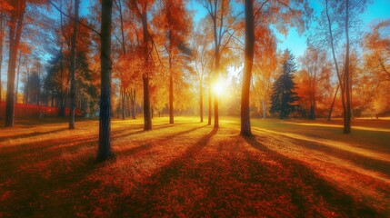 Obraz premium Sunny autumn day in the forest