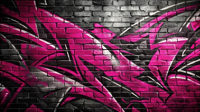 Fototapeta aesthetic abstract graffiti black and pink wallpaper Asymmetrical