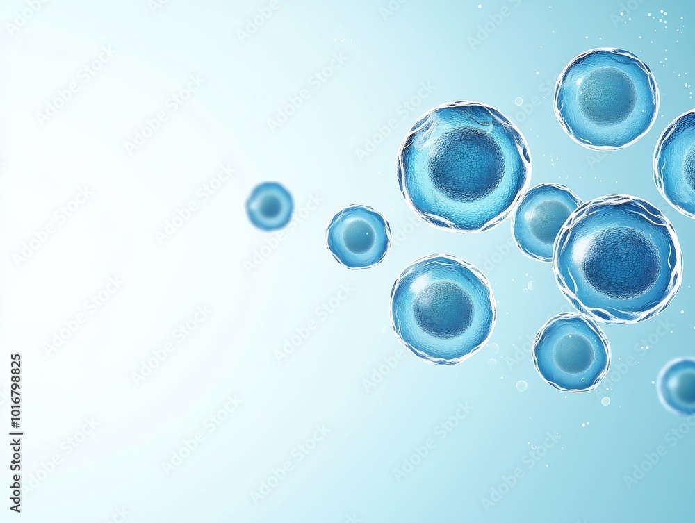 Poster 3d abstract organic cell structure with semitransparent textures and soft lighting