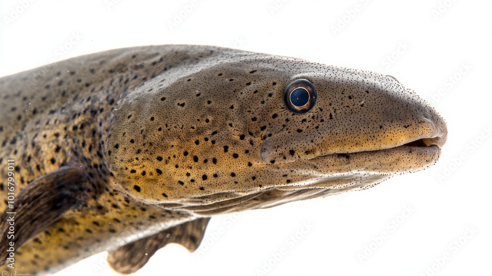 Poster african lungfish swims gracefully displaying its smooth texture and distinctive coloration against a