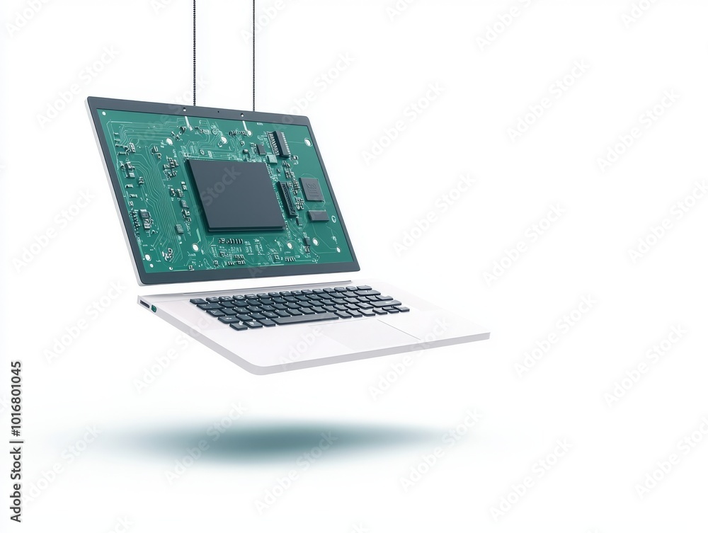 Poster detailed 3d exploded view of a laptop showcasing keyboard motherboard and internal components