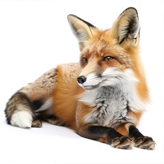 Fototapeta premium Red Fox Lying Down Looking Alert 