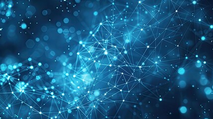 Abstract blue technology background with connection lines and dots