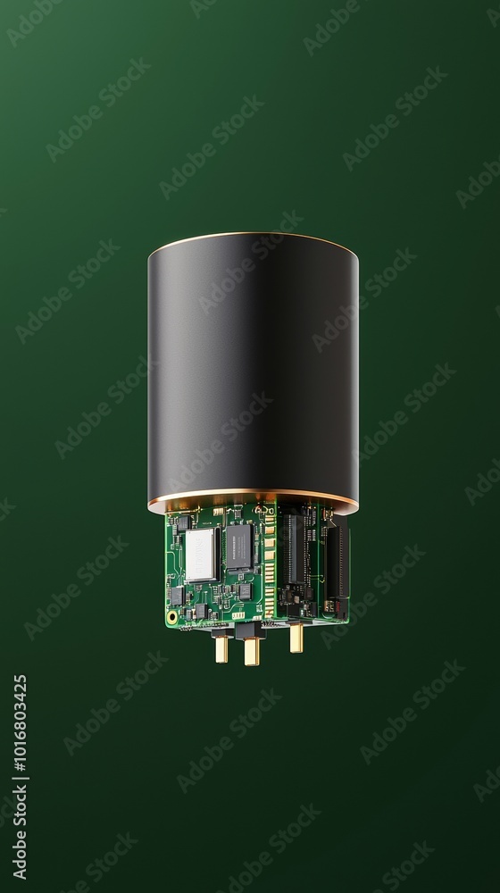 Poster exploded view of 3d smartphone charger with internal components and circuit boards