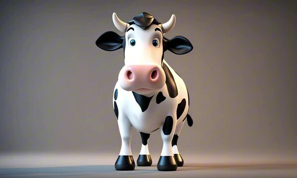 3d cow cartoon mascot digital art