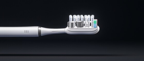Exploded View of 3DRendered Electric Toothbrush with Motor Battery and Bristle Head Layers