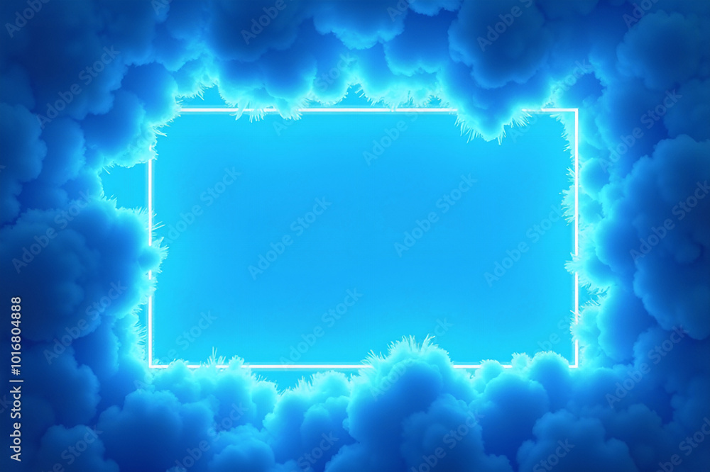 Canvas Prints abstract blu fluffy frame with glowing effect, blank centre for text