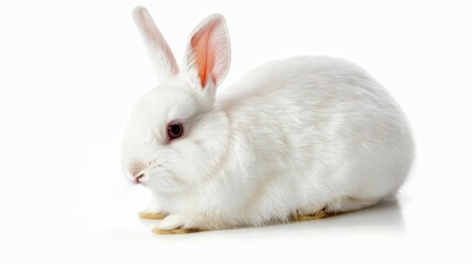 Obraz premium white rabbit. An endearing image of a white rabbit, captured beautifully on a light, neutral background.