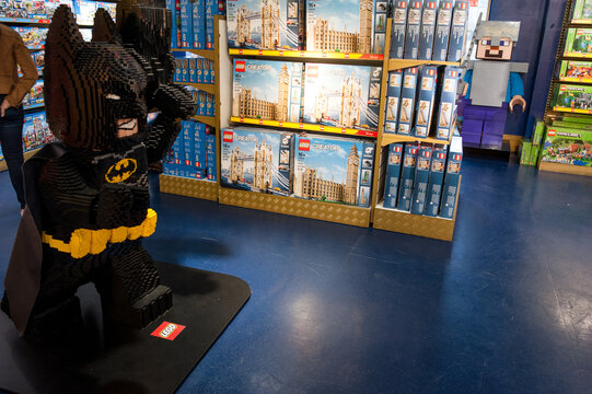 Lego display of Batman inside of Hamleys Toy Store in London, England