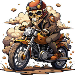 Obraz premium Motorcycle skull rider clipart vector