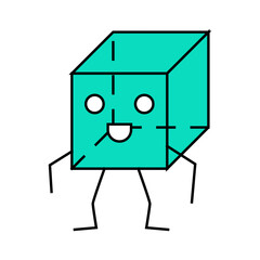 cube geometric shape character line icon vector. cube geometric shape character sign. isolated symbol illustration