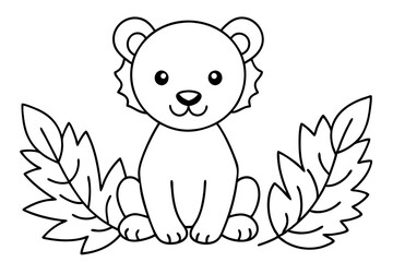 Beautiful Baby Lion Sitting Outline for Creative Coloring Sessions

