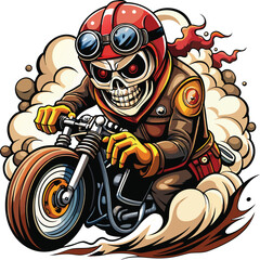 Motorcycle skull rider clipart vector