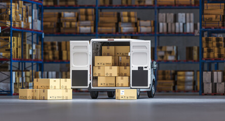 White delivery van with its back doors open © tiero