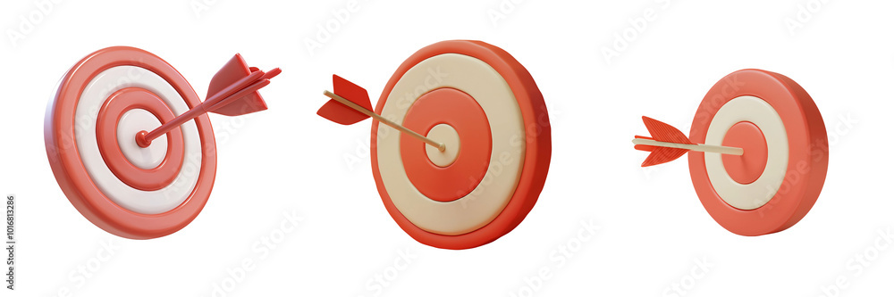 Poster png 3d icons and object achieve your goals with this set of three colorful dartboards featuring arro