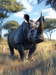 Fototapeta premium Rhinoceros in African Savanna