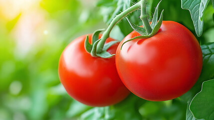 Close up of red tomatoes on the vine highlighting fresh produce and the essence of healthy eating in a natural setting