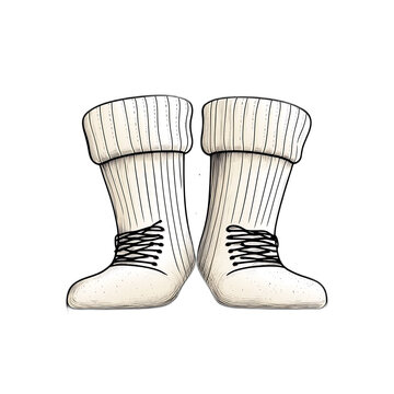 white boots with black laces clip art preview